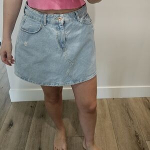 Zara Blue Skirt Casual Denim Style
